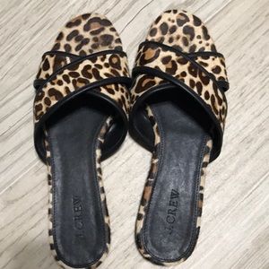 J crew Leopard slide sandals